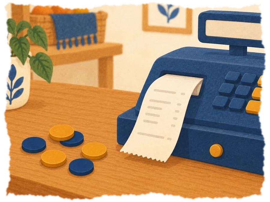 Ilustración de un tema de matemáticas: manos contando fichas
